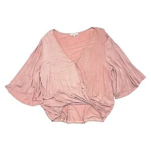 Boutique Wasabi + Mint Los Angeles blush pink bell sleeve blouse